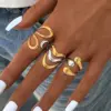 Wholesale PVD Coated Real Gold Plated 18K Gold Geometric 304 Stainless Steel IG Style Casual Simple Style Waterproof Non Tarnish Open Rings