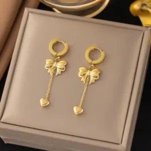 10 [Ag53] Bow Earrings / Gold