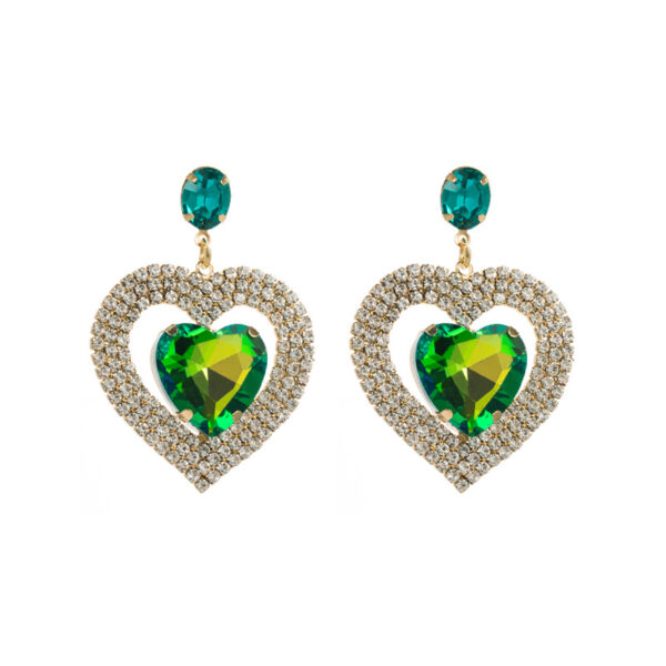 Wholesale diamond earrings women's alloy diamond double-layer love-shaped temperament earrings ear jewelry