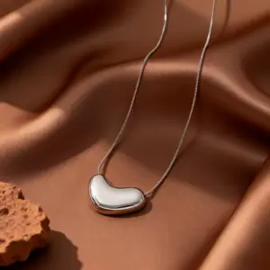 X0690-Round Snake Waist Bean-Necklace-Steel Color