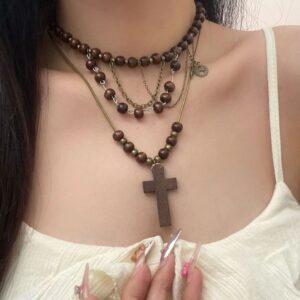 Wasteland tribe wind beaded cross necklace dx0399