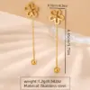 Wholesale 201 Stainless Steel 304 Stainless Steel Plastic Flower Ion Plating (IP) 18K Gold Plated Classic Style Waterproof Non Tarnish Multicolor-Golden Yellow Drop Earrings