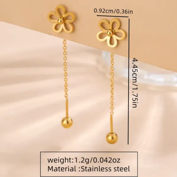 Wholesale 201 Stainless Steel 304 Stainless Steel Plastic Flower Ion Plating (IP) 18K Gold Plated Classic Style Waterproof Non Tarnish Multicolor-Golden Yellow Drop Earrings