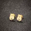 Wholesale PVD Coated 18K Gold Real Gold Plated Cat 304 Stainless Steel IG Style Simple Style Classic Style Waterproof Non Tarnish Ear Studs
