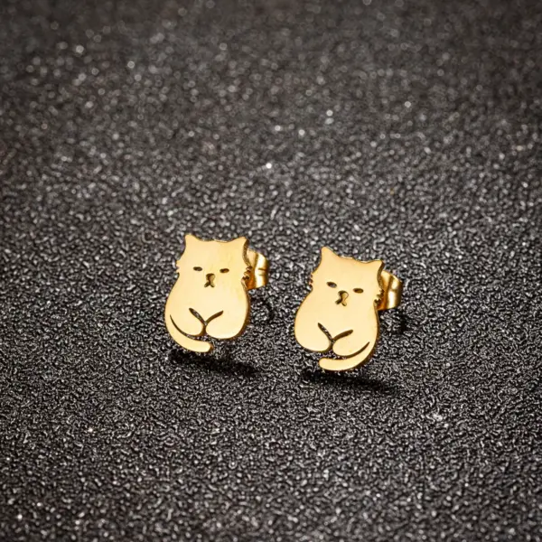 Wholesale PVD Coated 18K Gold Real Gold Plated Cat 304 Stainless Steel IG Style Simple Style Classic Style Waterproof Non Tarnish Ear Studs