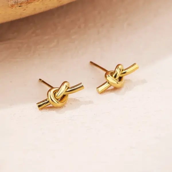 Wholesale 304 Stainless Steel Geometric PVD Coated 18K Real Gold Plated 18K Gold Simple Style Waterproof Non Tarnish Plating Gold Ear Studs