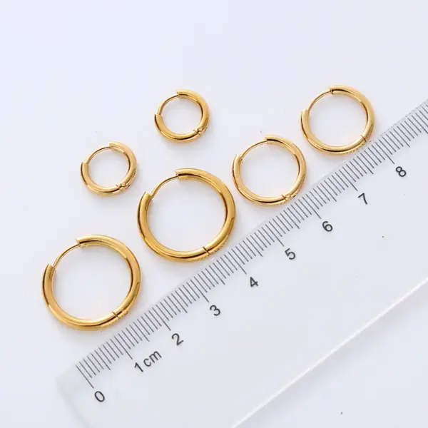 303 Stainless Steel Circle Electroplating No Inlaid Golden Plated Simple Style Plating Gold Earrings