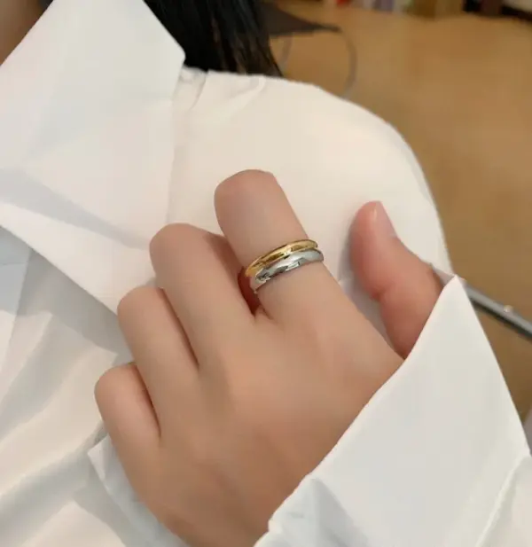 Wholesale 304 Stainless Steel Multicolor PVD Coated 18K Real Gold Plated Simple Style Classic Style Waterproof Non Tarnish Plating Rings