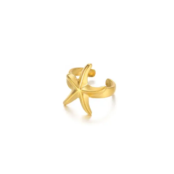 Wholesale 304 Stainless Steel Geometric Heart Shape Flower PVD Coated Stone-Free 18K Real Gold Plated IG Style Classic Style Waterproof Non Tarnish Plating Open Rings