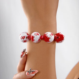 Bloody hand printed wooden bead bracelet br25y0385