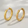 304 Stainless Steel Stainless Steel Round Electroplated Golden Plated Hip-Hop Gold Hoop Earrings