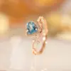 Copper Inlaid Zircon Heart Artificial Gemstones Crystal Rings