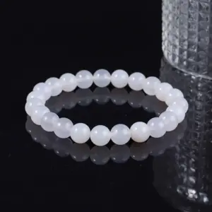 7a Natural White Agate Bracelet / Diameter 6.1-6.8mm (about 30-32 Pieces)