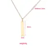 304 Stainless Steel Customization Laser Engraving Rectangle PVD Coated 18K Real Gold Plated Simple Style Waterproof Non Tarnish Polishing Plating Cable Chain Pendant Necklace