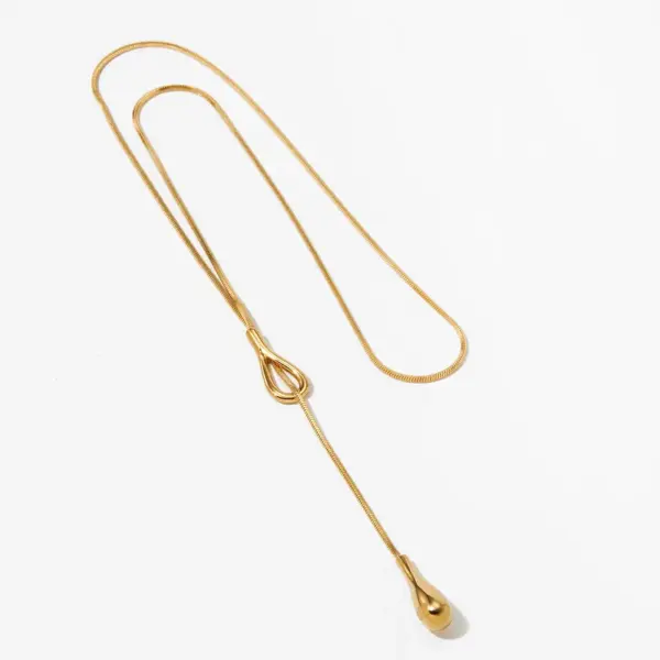 PVD Coated Real Gold Plated 16K White Plating Water Droplets 304 Stainless Steel Simple Style Waterproof Non Tarnish Pendant Necklace