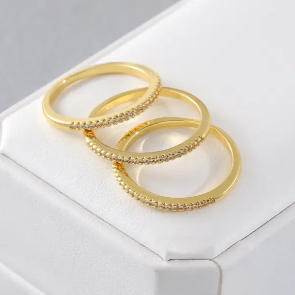 Wholesale Copper 18K Gold Plated Gold Plated Plating Inlay Water Droplets Heart Shape Zircon Open Rings Rings