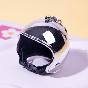 6.5cm large helmet-colorful silver / With lobster clasp