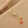 Wholesale Real Gold Plated Heart Shape 304 Stainless Steel Sweet Waterproof Non Tarnish Pendant Necklace