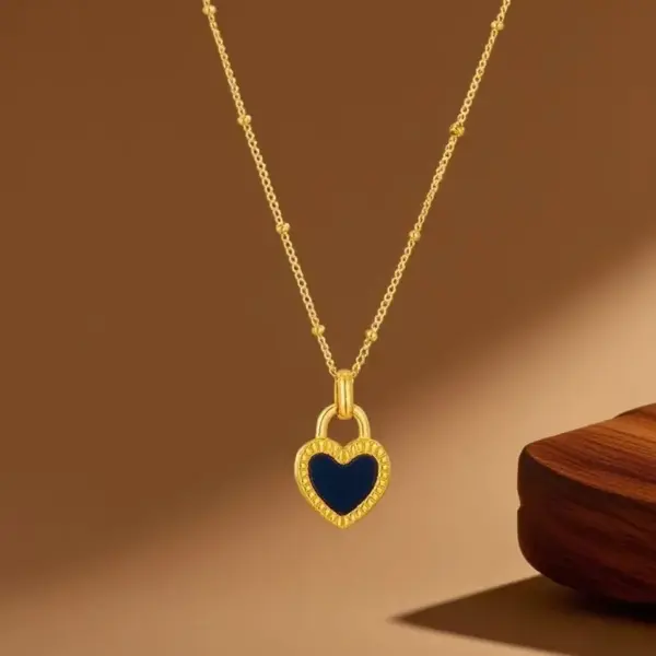 Wholesale Heart-shaped Stainless Steel Necklace For Women, Versatile And High-end Shell Pendant Jewelry Accessory, Geometric Pattern Simple Style Pendant Necklace