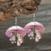 Wholesale Cute Umbrella Kitty Acrylic Earrings 2024 New Romantic Kitty Earrings for Gift