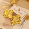 Wholesale PVD Coated 18K Gold Plated Square Heart Shape Flower 304 Stainless Steel Simple Style Waterproof Non Tarnish Ear Studs