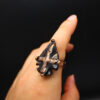 Wholesale Retro Stylish Medieval Crystal Raw Stone Ring Fluorite Obsidian Open Finger Ring Cross-Border Jewelry