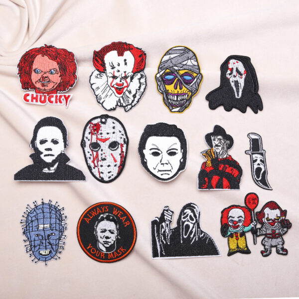 Wholesale Horror doll embroidery cloth stickers bag decoration patch stickers Halloween Kid decoration subsidy computer embroidery Zhang Zi
