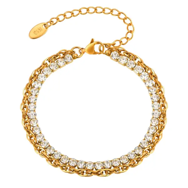 Wholesale PVD Coated Real Gold Plated 18K Gold Solid Color 201 Stainless Steel Elegant Shiny Waterproof Non Tarnish 201 Stainless Steel Lobster Trigger Clasp Closure Chain Bracelet