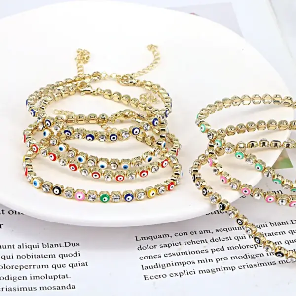 European And American New Fashion Copper Chain Inlaid Zircon Oil ipping Devil's Eye Bracelet