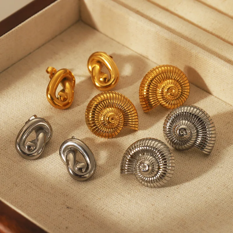Wholesale 1 Pair Casual Vintage Style Knot Spiral 304 Stainless Steel 18K Gold Plated Ear Studs
