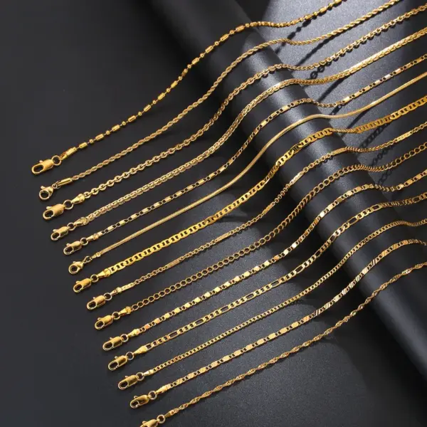 202 Stainless Steel Solid Color Electroplating 14K Gold Plated 18K Gold Plated Vintage Style Waterproof Non Tarnish Plating Gold Pendant Necklace