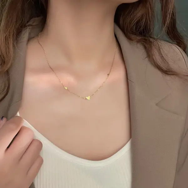 Wholesale Simple Style Heart Shape Titanium Steel Plating Necklace