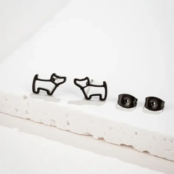 oly-185d8287bafa758a8f4d8d34fdccd9aa Wholesale PVD Coated 18K Gold Real Gold Plated Dog 304 Stainless Steel Simple Style Waterproof Non Tarnish Ear Studs