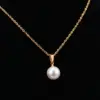Women'S 304 Stainless Steel PVD Coated 18K Gold Plated Rose Inlay Inlaid O-Shape Artificial Pearls Necklace Imitation Pearl Jewelry