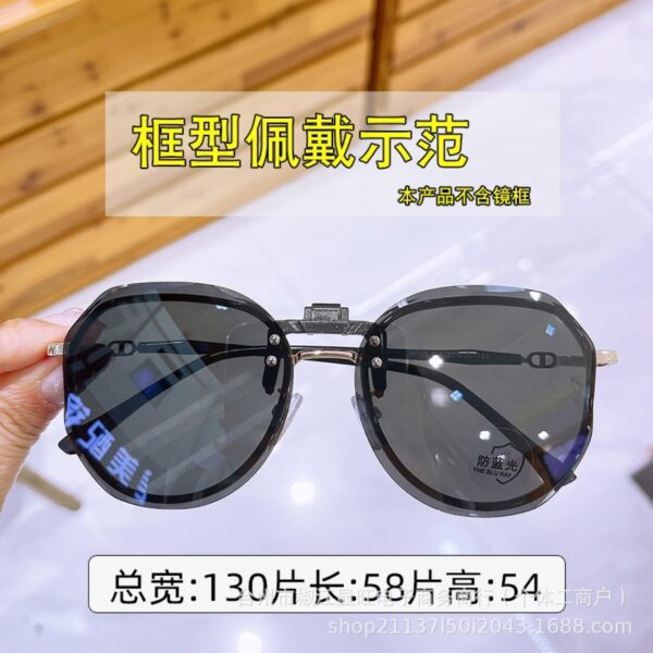 Wholesale cut edge flip sunglasses larized clip frameless round men's and women's UV protection sunglasses clip