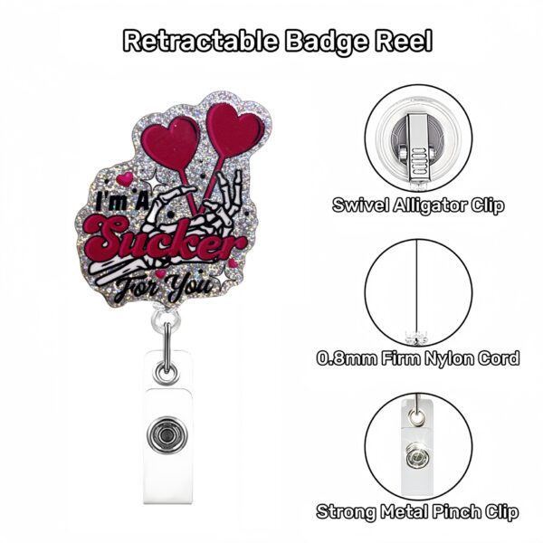 oly-18620a8f865fd67f45c836e877dd27ed Wholesale Creative Acrylic Glitter Medical Care Heart Mother's Day Retractable Badge Clip