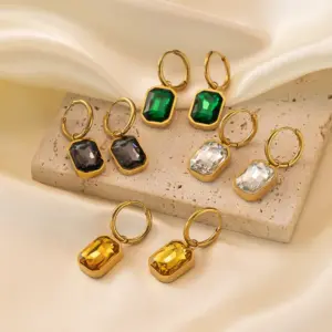 Wholesale PVD Coated Real Gold Plated 18K Gold Geometric Solid Color 304 Stainless Steel Retro Classic Style Waterproof Non Tarnish Drop Earrings