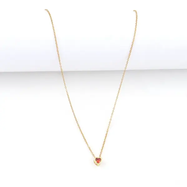 Wholesale PVD Coated Real Gold Plated Heart Shape 201 Stainless Steel Elegant Simple Style Classic Style Waterproof Non Tarnish 201 Stainless Steel Pendant Necklace