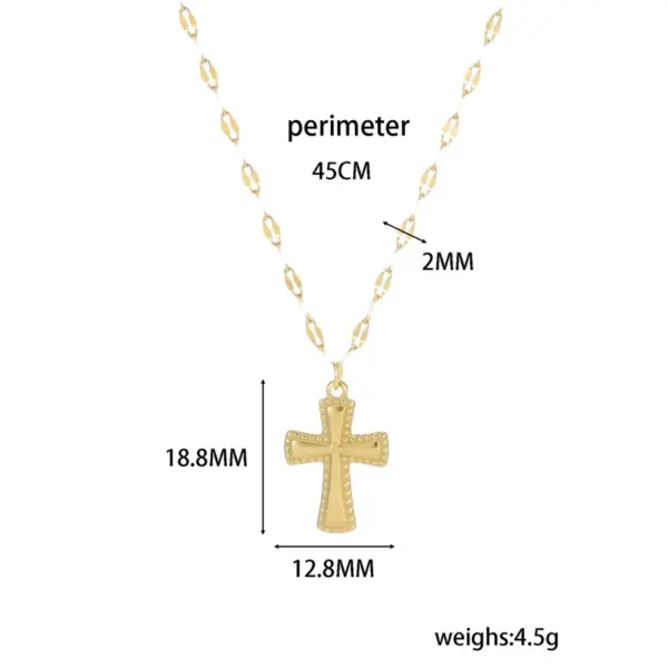 Wholesale Jewelry Simple Style Classic Style Cross 304 Stainless Steel 18K Gold Plated Pendant Necklace