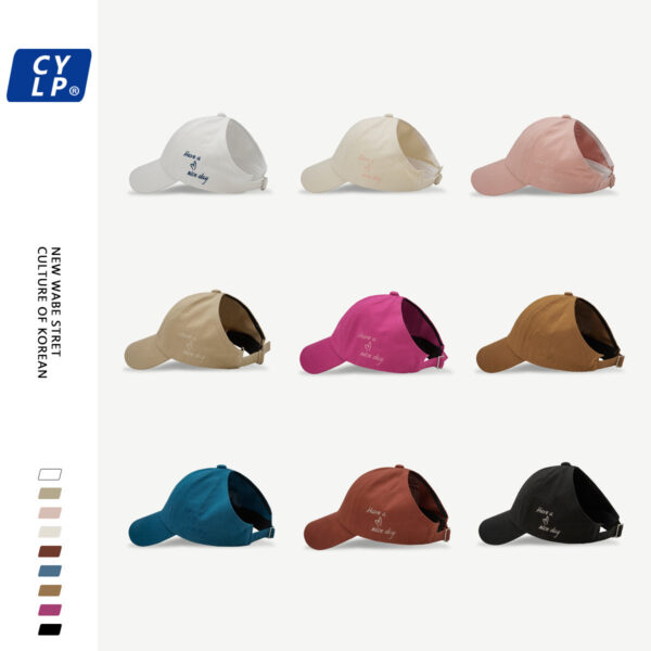 Wholesale College Style Love Embroidered Ponytail Half Hollow Cap Women's Summer Sunshade Baseball Cap Korean Style Shopping All-match Cap