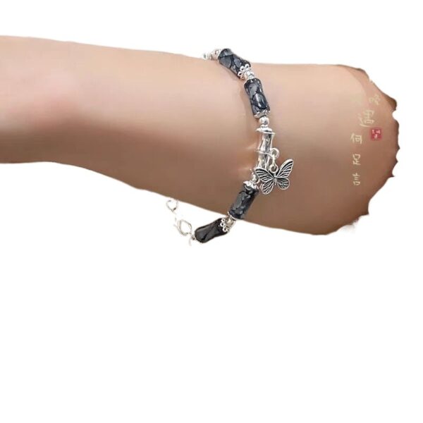 Wholesale New Chinese Butterfly Beaded Bracelet Ins Niche Design Mori Style Imitation Jade Bamboo Bell Bracelet Girlfriend Bracelet