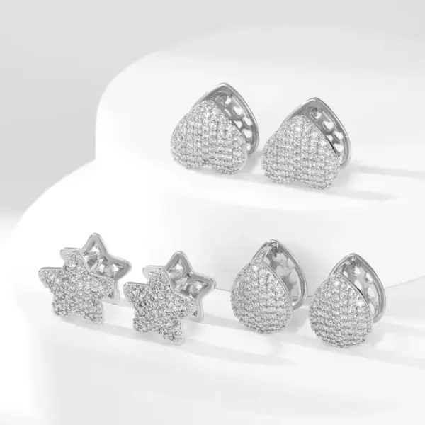 Wholesale 1 Pair Retro Star Water Droplets Heart Shape Plating Copper Zircon K Gold Plated Earrings