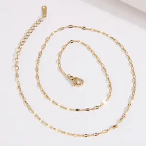Wholesale 304 Stainless Steel Solid Color Electroplated Golden Plated Simple Style Necklace