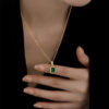 oly-18734517c6be53b71bd018fe6f8b782e Wholesale French simple emerald pendant necklace female niche design 1 light luxury high-grade clavicle chain jewelry