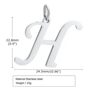 Steel Color (Single Pendant without Chain) / Letter H