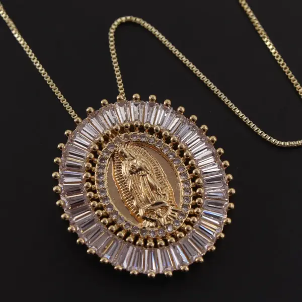 Wholesale Copper Rose Gold Plated Gold Plated Retro Commute Plating Inlay Portrait Zircon Pendant Necklace