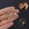 Copper Artificial Gemstones Ear Cartilage Rings & Studs Geometric Waterproof Non Tarnish Surgical Steel Women'S