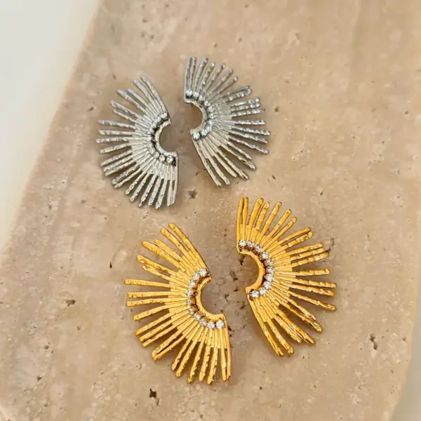 Wholesale 1 Pair Simple Style Sector Solid Color Plating Titanium Steel Ear Studs