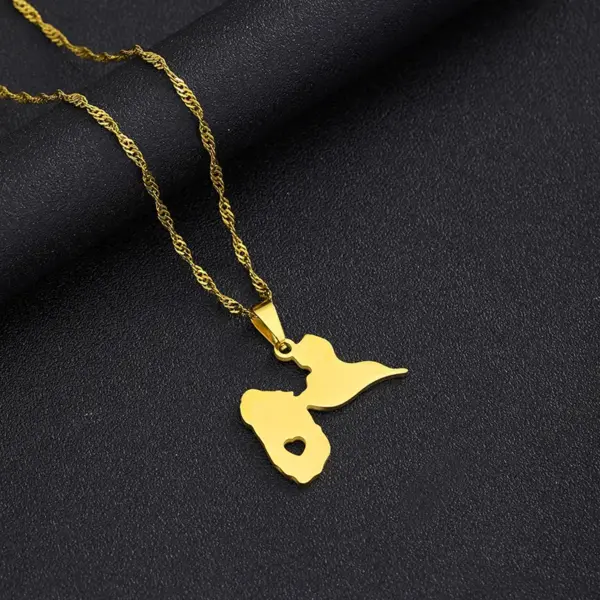 Wholesale Jewelry Vintage Style Map Guadeloupe Map 201 Stainless Steel 304 Stainless Steel Plating Pendant Necklace
