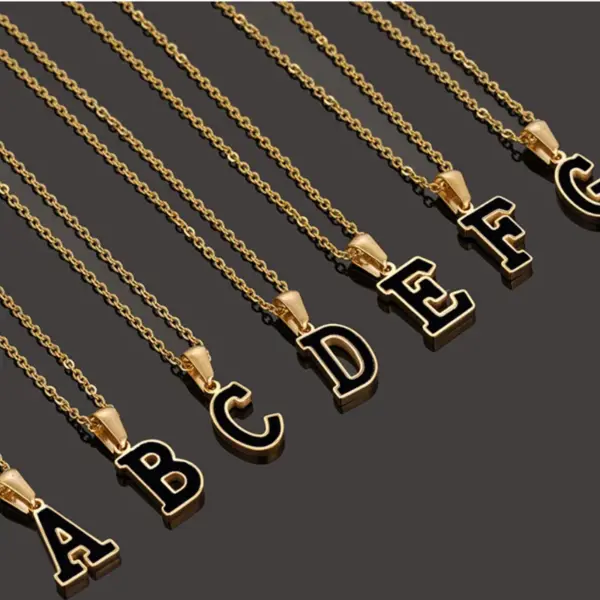 Wholesale Simple Style Letter Stainless Steel Pendant Necklace Gold Plated Stainless Steel Necklaces